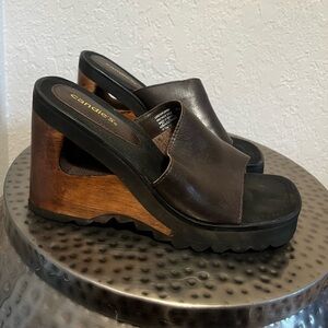 Y2K vintage candies brown leather cutout platforms - sz 10